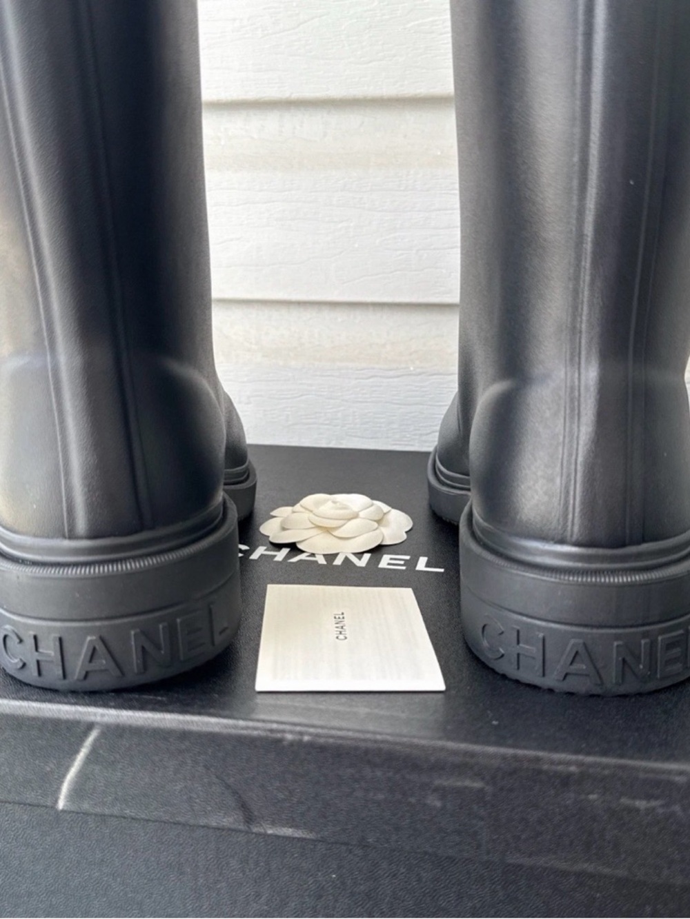 CHANEL rubber rain boots Brand new with receipt EU39,US8.5 - Picture 2 of 3